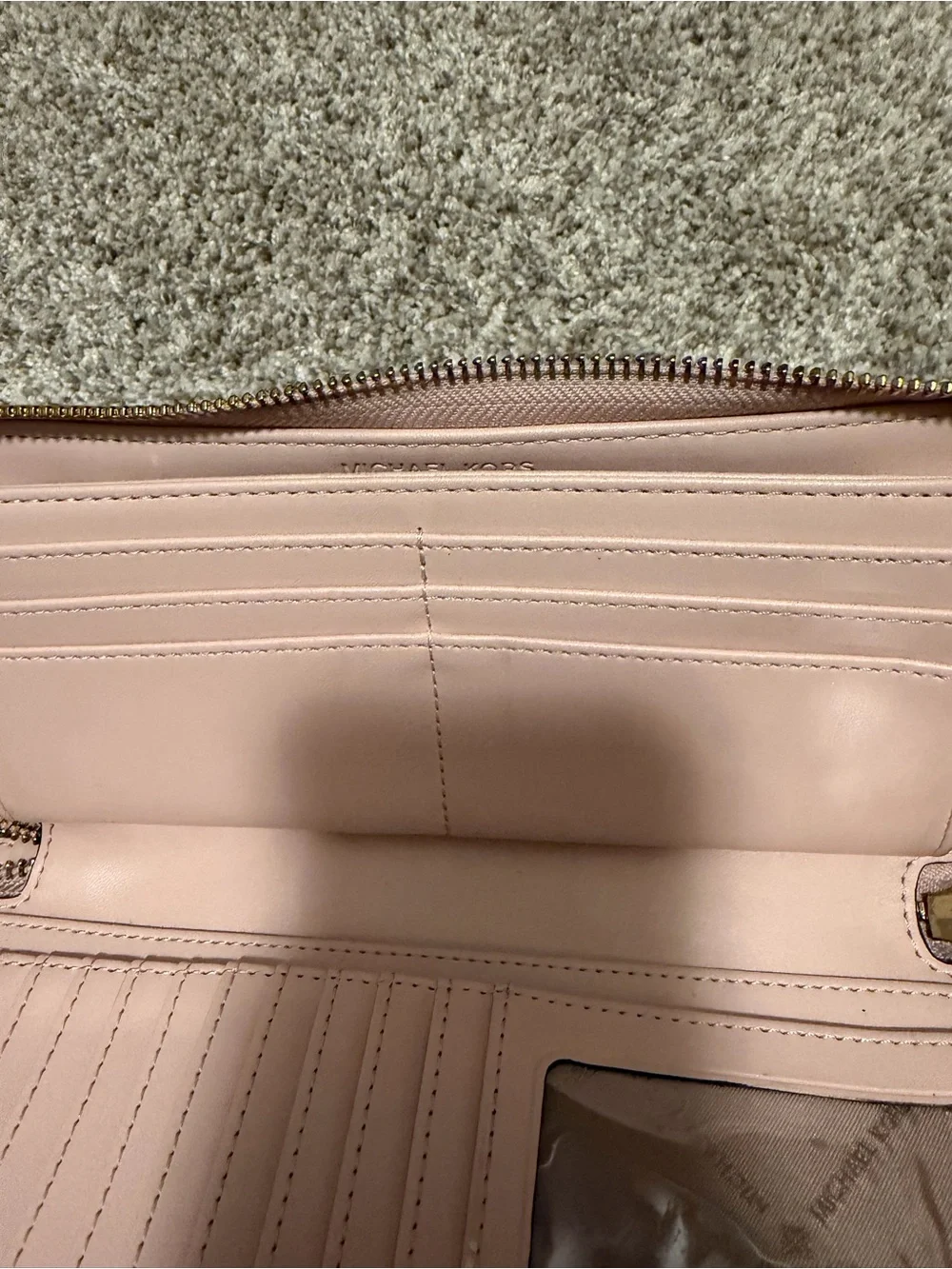 Michael Kors Brown and Blush Signature Wristlet Wallet